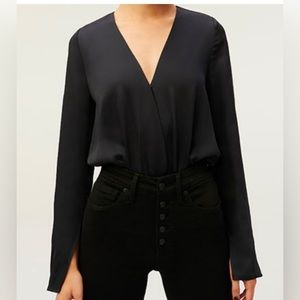 NWT: Good American Black Wrap body Suit Size 2